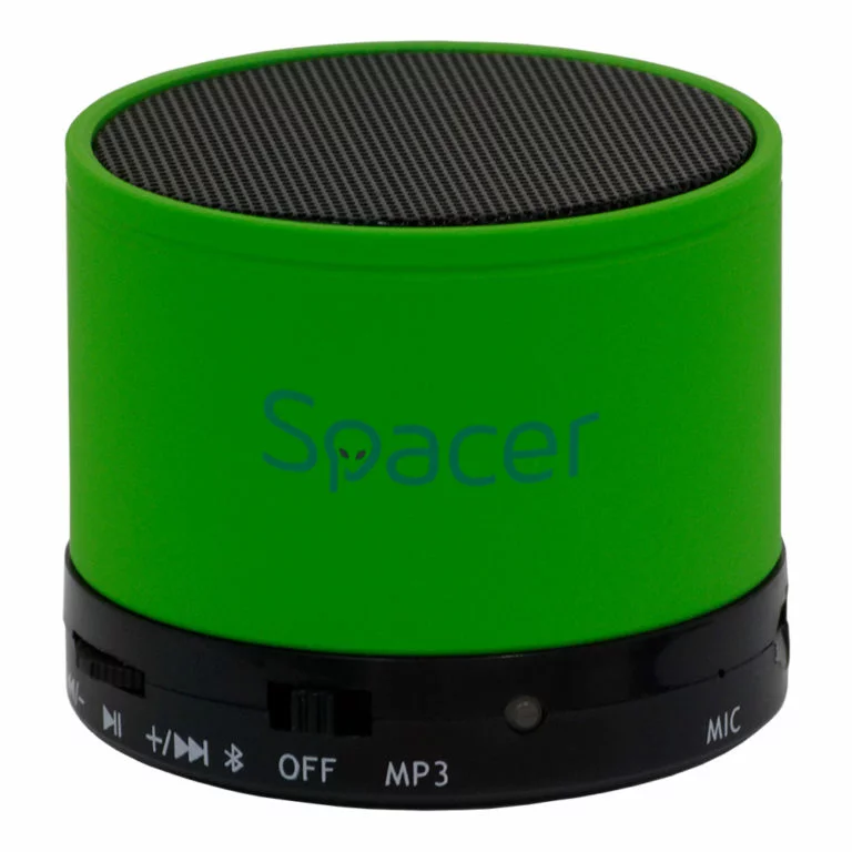 BOXA SPACER portabila bluetooth TOPPER, RMS: 3W, control volum, acumulator 520mAh, timp de functionare pana la 5 ore, distanta de functionare pana la 10m, incarcare USB, GREEN, „SPB-TOPPER-GREEN”