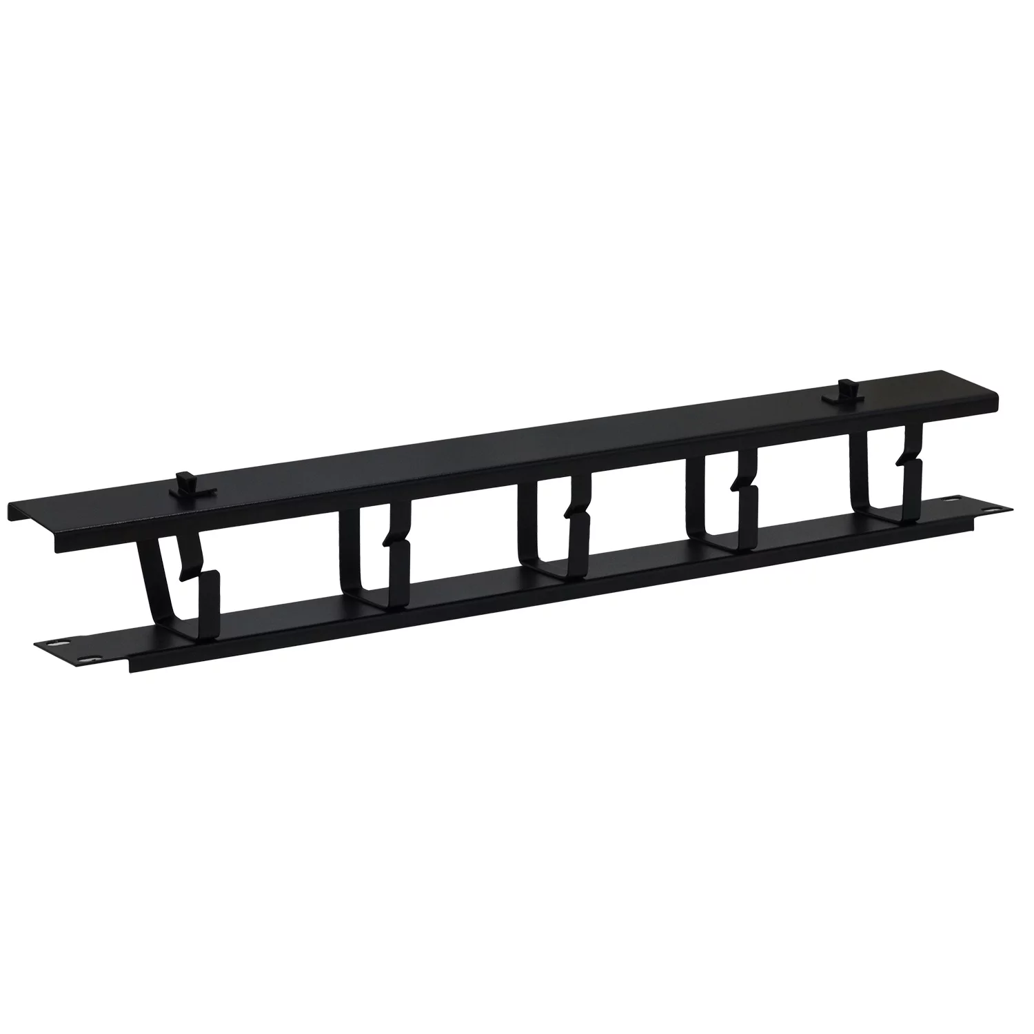 PANOU gestionare cabluri SPACER, tip masca orizontala cu capac, 5 console metalice, 19 inch, 1U, negru, „SPCM-1UC-BK”