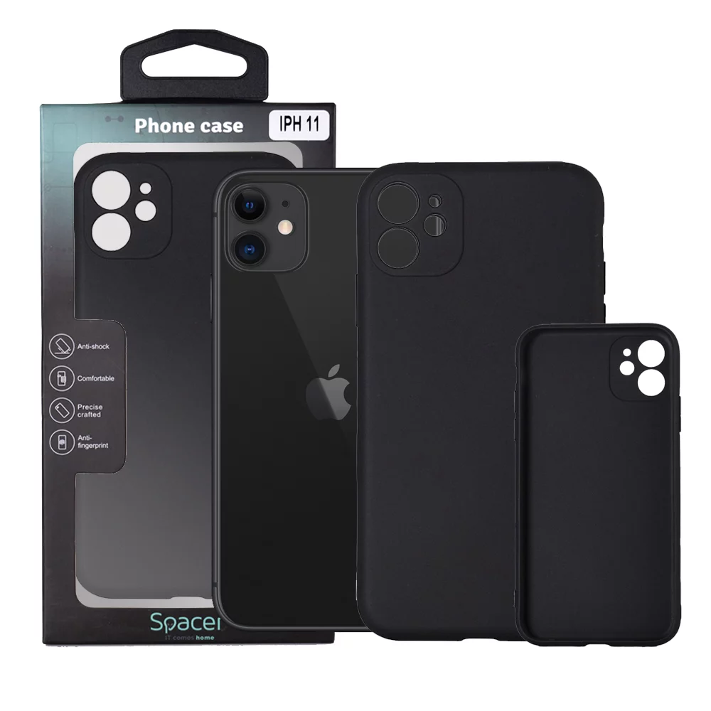 Husa Iphone 11 Spacer, grosime 1.5mm, material flexibil TPU, negru „SPPC-AP-IP11-TPU”