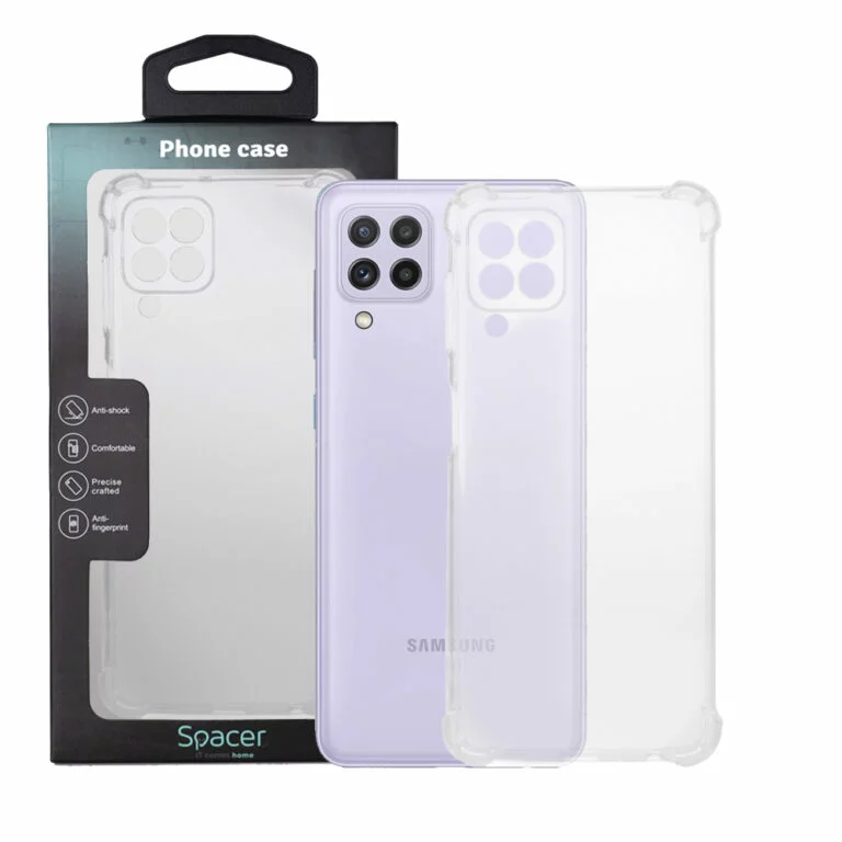 Husa Samsung Galaxy A22 4G Spacer, transparenta, grosime 1.5mm, protectie suplimentara antisoc la colturi, material flexibil TPU „SPPC-SM-GX-A224G-CLR”