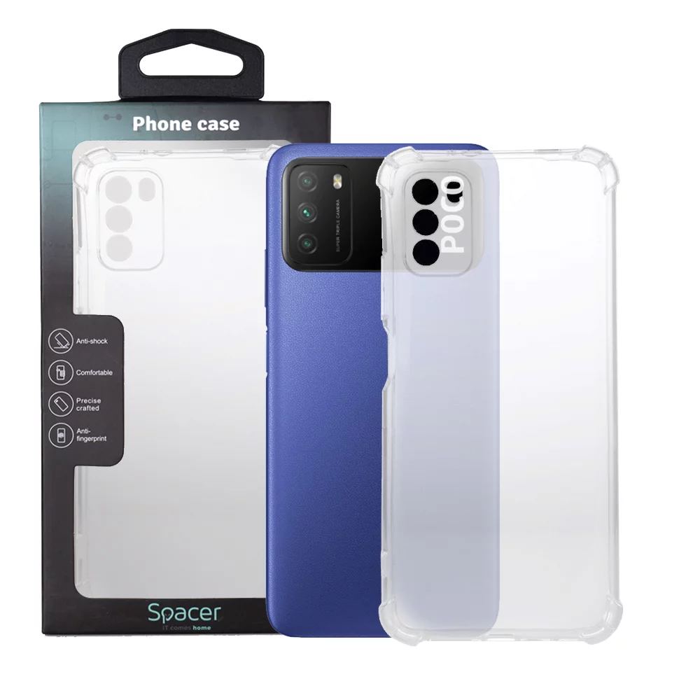 Husa Xiaomi Pocophone M3 Spacer, transparenta, grosime 1.5mm, protectie suplimentara antisoc la colturi, material flexibil TPU „SSPPC-XI-PC-M3-CLR”