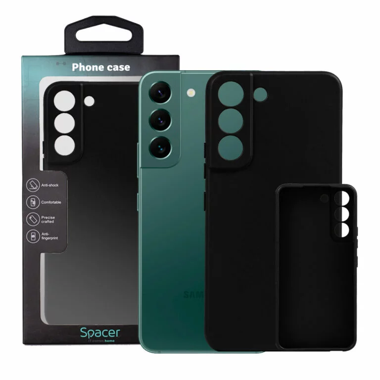 Husa Samsung Galaxy S22 Spacer, negru, grosime 1.5mm, material flexibil TPU „SPPC-SM-GX-S22-TPU”