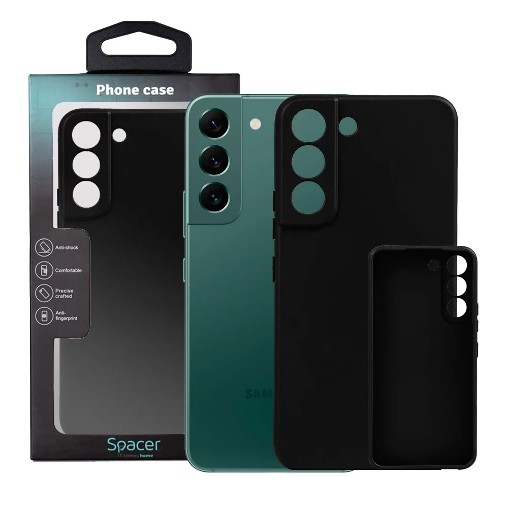Husa Samsung Galaxy S22 Spacer, negru, grosime 1.5mm, material flexibil TPU „SPPC-SM-GX-S22-TPU”