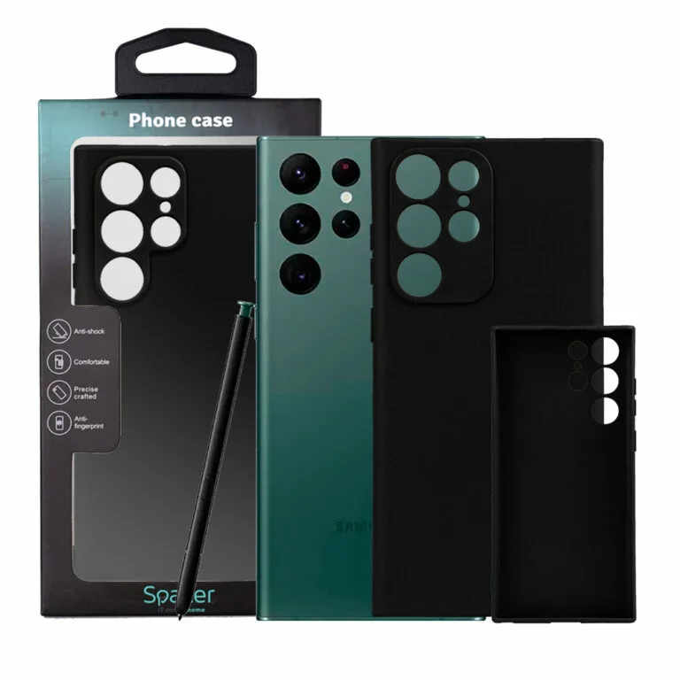 Husa Samsung Galaxy S22 Ultra Spacer, negru, grosime 1.5mm, material flexibil TPU „SPPC-SM-GX-S22U-TPU”