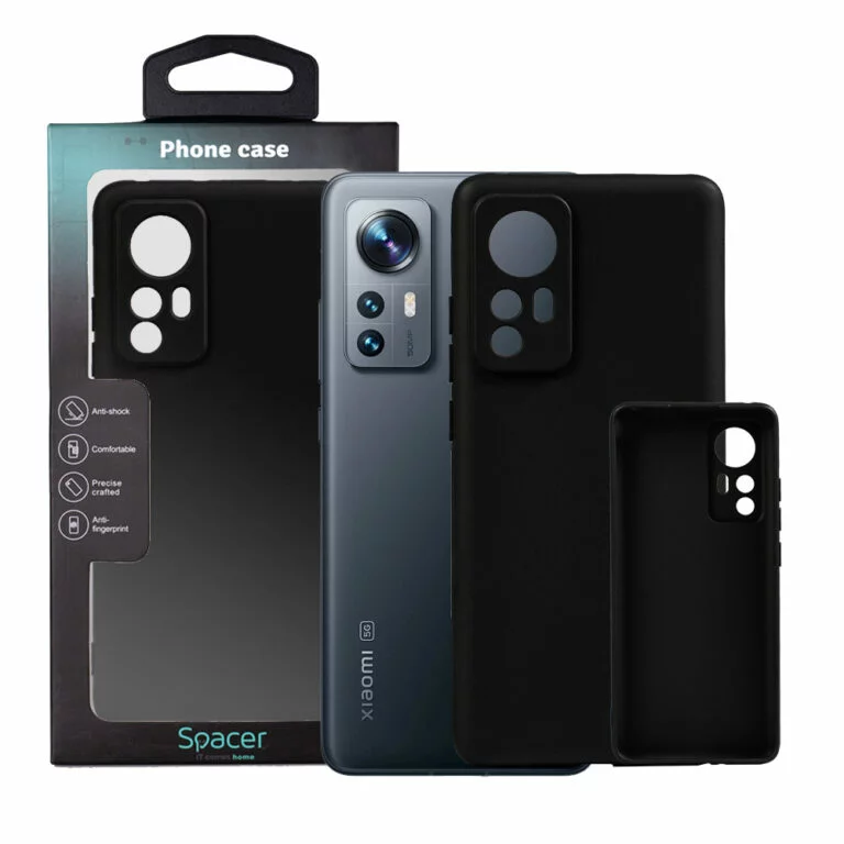 Husa Xiaomi 12 Spacer, negru, grosime 1.5mm, material flexibil TPU „SPPC-XI-12-TPU”