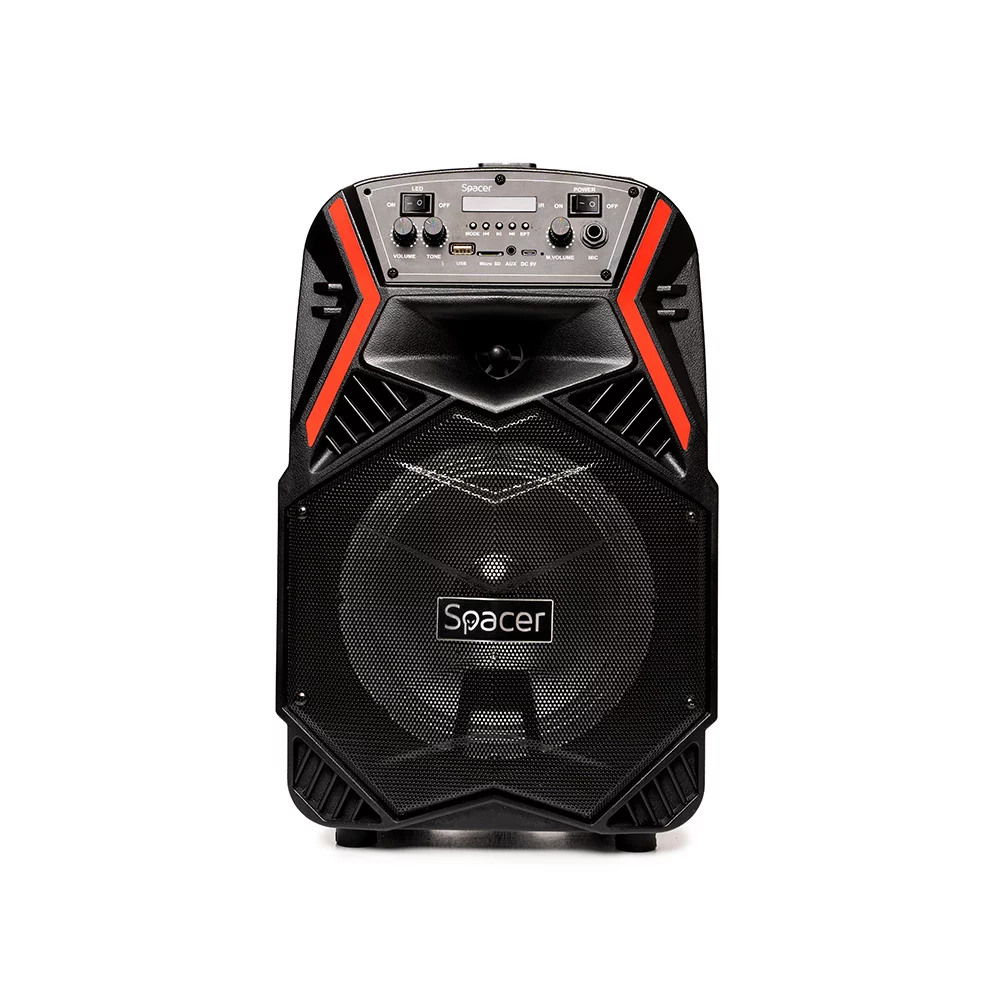 BOXA SPACER portabila bluetooth COUGAR, tip troler, RMS: 35W, 8″ woofer, acumulator 3.7V,1800 mAh, input : AUX audio, radio FM, guitar, USB/microSD, remote control, wireless microphone, black, „SPB-H8-BT” 43501597 (timbru verde 4.00 lei)