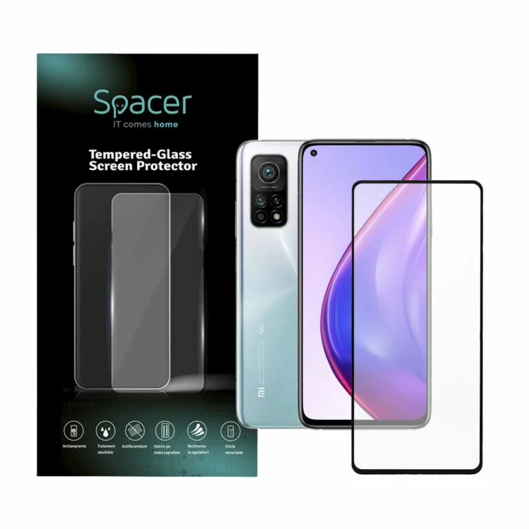 FOLIE STICLA Spacer pentru Xiaomi Mi 10T Pro 5G, grosime 0.3mm, acoperire totala ecran, strat special anti-ulei si anti-amprenta, Tempered Glass, sticla 9D, duritate 9H „SPPG-XI-MI-10TP5G-TG”