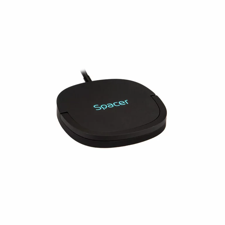ALIMENTATOR wireless SPACER, Quick Charge 15W Qi, conector Type-C, rol de stand prin prindere magnetica, negru „SPAR-WCHGQ-02” (timbru verde 0.18 lei)