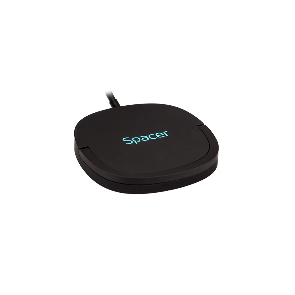 ALIMENTATOR wireless SPACER, Quick Charge 15W Qi, conector Type-C, rol de stand prin prindere magnetica, negru „SPAR-WCHGQ-02” (timbru verde 0.18 lei)