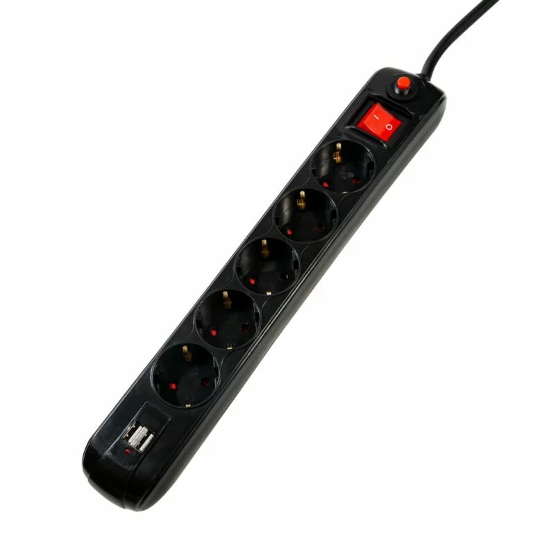 PRELUNGITOR SPACER, Schuko x 5, conectare prin Schuko (T), USB x 2, cablu 1.8 m, 16 A, max. 3500W, protectie supratensiune, negru, 45506867 „PP-5-18B-USB” (timbru verde 0.18 lei)