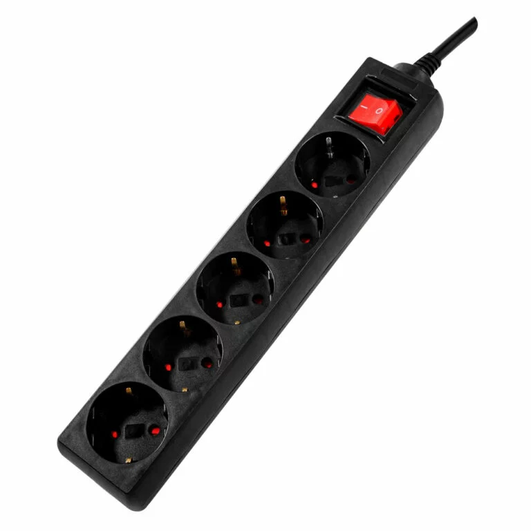 PRELUNGITOR SPACER, Schuko x 5, conectare prin Schuko (T), cablu 3 m, 16 A, max. 3500W, protectie supratensiune, protectie copii, negru, „PP-5-30 v2” (timbru verde 0.18 lei)