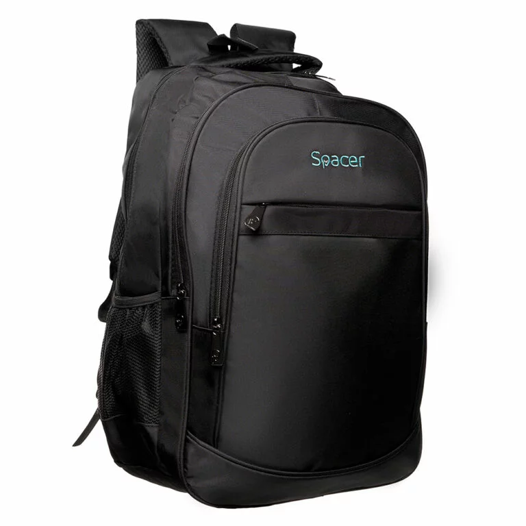 RUCSAC SPACER CHICAGO BLACK, pt. notebook de max. 17″, 3 compartimente, buzunar frontal, buzunar lateral x 2,2 manere, waterproof, poliester, negru, „Chicago”, „SPBP-CHICAGO-BK”