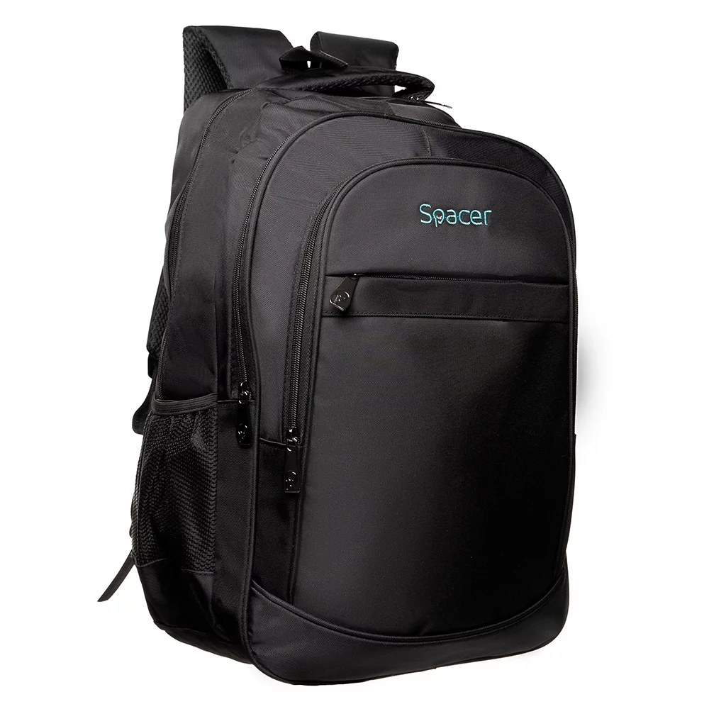 RUCSAC SPACER CHICAGO BLACK, pt. notebook de max. 17″, 3 compartimente, buzunar frontal, buzunar lateral x 2,2 manere, waterproof, poliester, negru, „Chicago”, „SPBP-CHICAGO-BK”