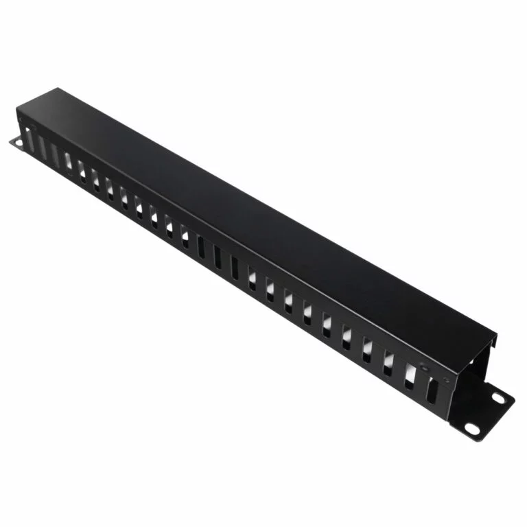 PANOU gestionare cabluri SPACER, tip masca orizontala perforata, 19 inch, 1U, 1mm, negru, „SPCM-1U-BK-02”
