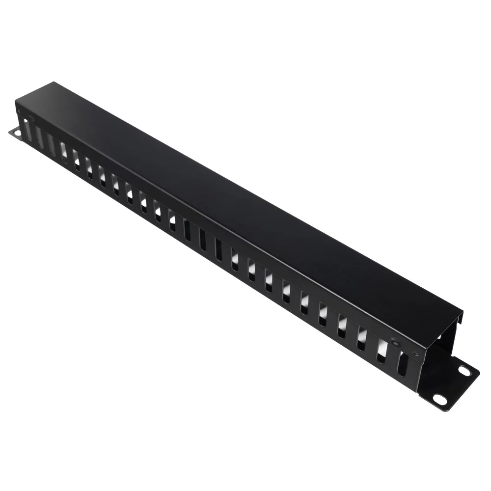 PANOU gestionare cabluri SPACER, tip masca orizontala perforata, 19 inch, 1U, 1mm, negru, „SPCM-1U-BK-02”