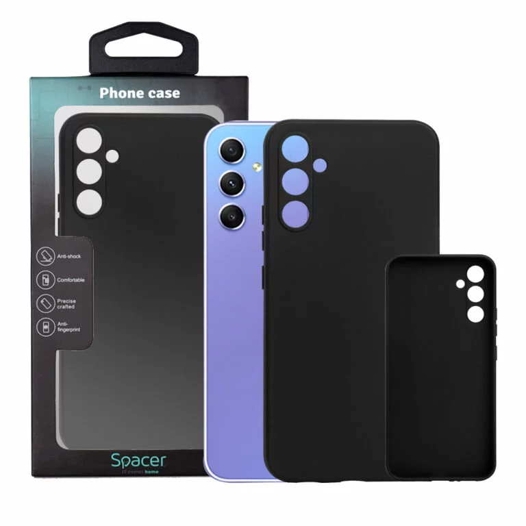 Husa Samsung Galaxy A34 5G Spacer, negru, grosime 1.5mm, material flexibil TPU „SPPC-SM-GX-A34-TPU”