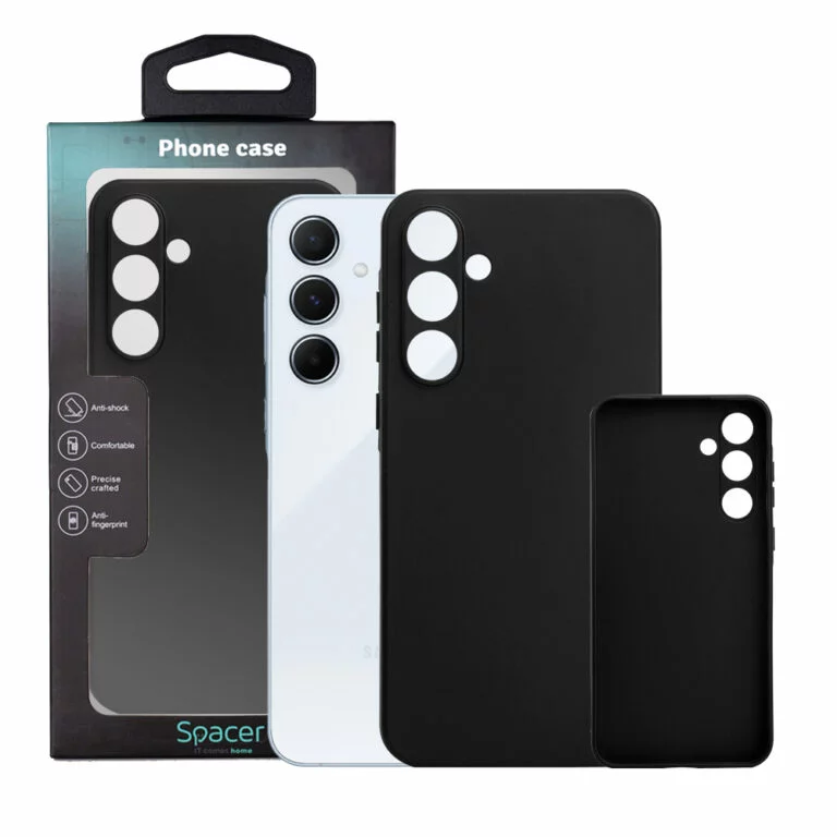 Husa Samsung Galaxy A55 Spacer, negru, grosime 1.5mm, material flexibil TPU „SPPC-SM-GX-A55-TPU”