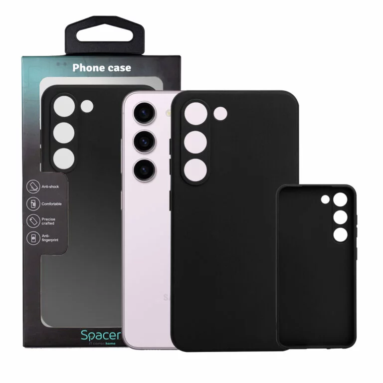 Husa Samsung Galaxy S23 Spacer, negru, grosime 1.5mm, material flexibil TPU „SPPC-SM-GX-S23-TPU”