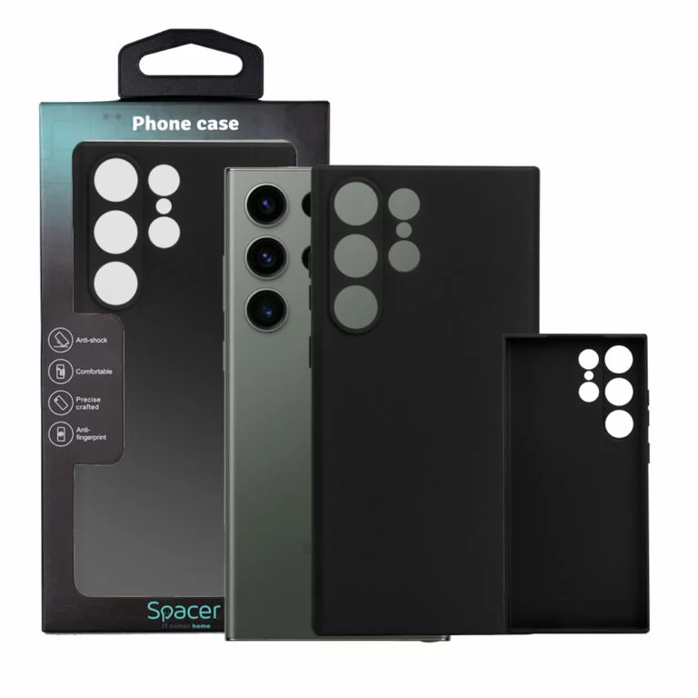 Husa Samsung Galaxy S23 Ultra Spacer, negru, grosime 1.5mm, material flexibil TPU „SPPC-SM-GX-S23U-TPU”