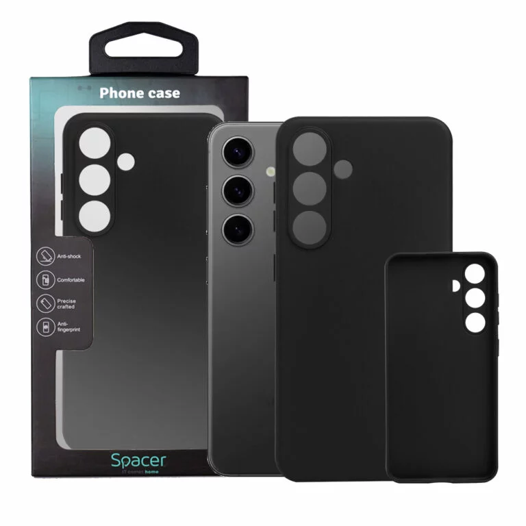 Husa Samsung Galaxy S24 Spacer, negru, grosime 1.5mm, material flexibil TPU „SPPC-SM-GX-S24-TPU”