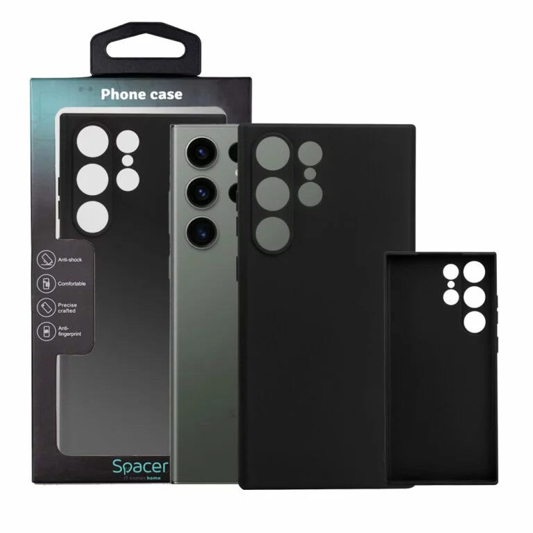 Husa Samsung Galaxy S24 Ultra Spacer, negru, grosime 1.5mm, material flexibil TPU „SPPC-SM-GX-S24U-TPU”