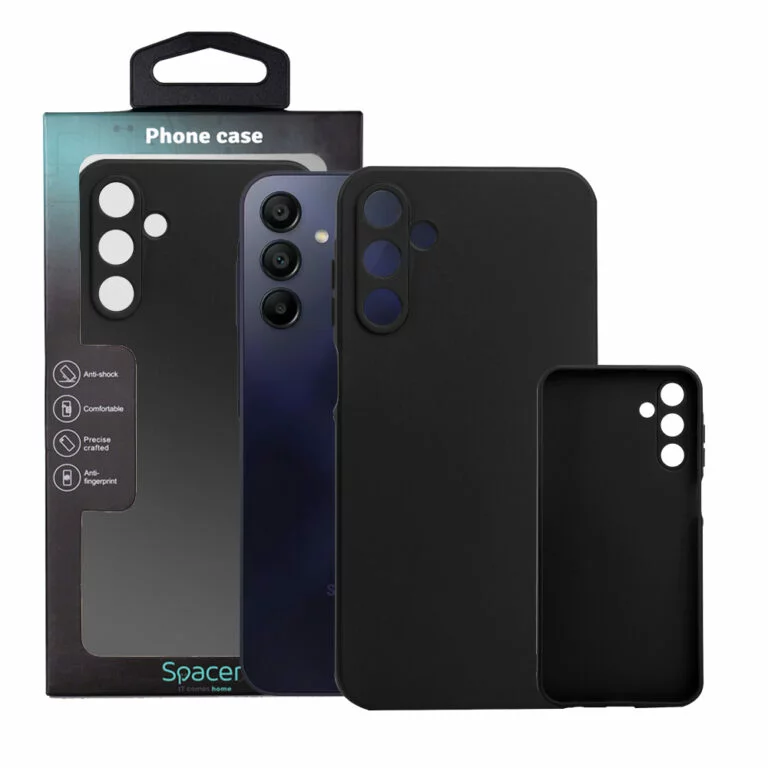 Husa Samsung Galaxy A15 Spacer, negru, grosime 1.5mm, material flexibil TPU „SPPC-SM-GX-A15-TPU”