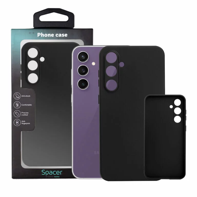 Husa Samsung Galaxy S23 FE Spacer, negru, grosime 1.5mm, material flexibil TPU „SPPC-SM-GX-S23FE-TPU”