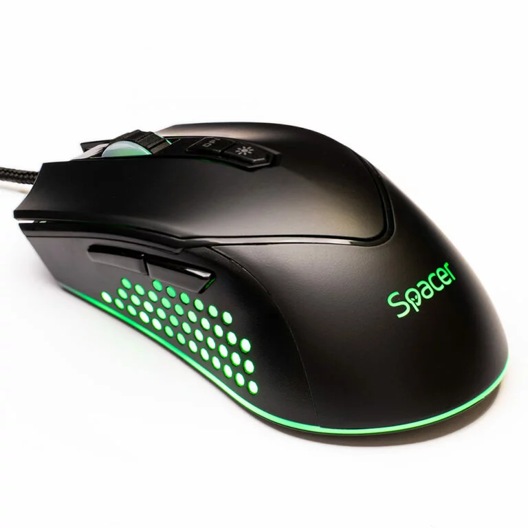 MOUSE Spacer – gaming, gaming, cu fir, USB, optic, 12.000 dpi, butoane/scroll 7/1, iluminare RGB, negru, „SPGM-ALIEN-NOVA” (timbru verde 0.18 lei)