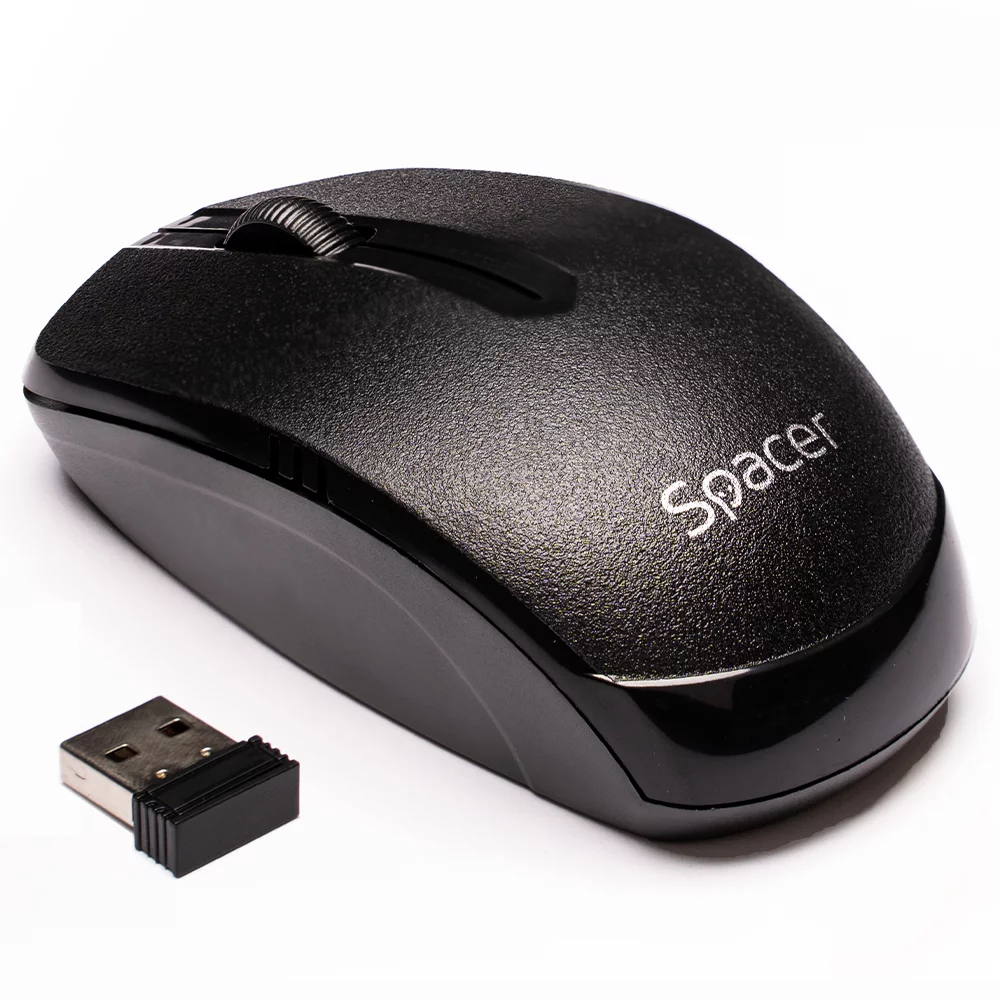 MOUSE Spacer, PC sau NB, wireless, 2.4GHz, optic, 1000 dpi, butoane/scroll 3/1, , negru, „SPMO-161” (timbru verde 0.18 lei)