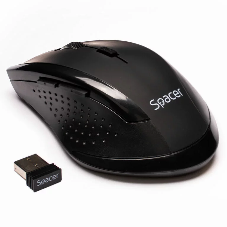 MOUSE Spacer, PC sau NB, wireless, 2.4GHz, optic, 800/ 1200/1600 dpi, butoane/scroll 6/1, rezolutie selectabila, negru, „SPMO-291” 45503292 (timbru verde 0.18 lei)