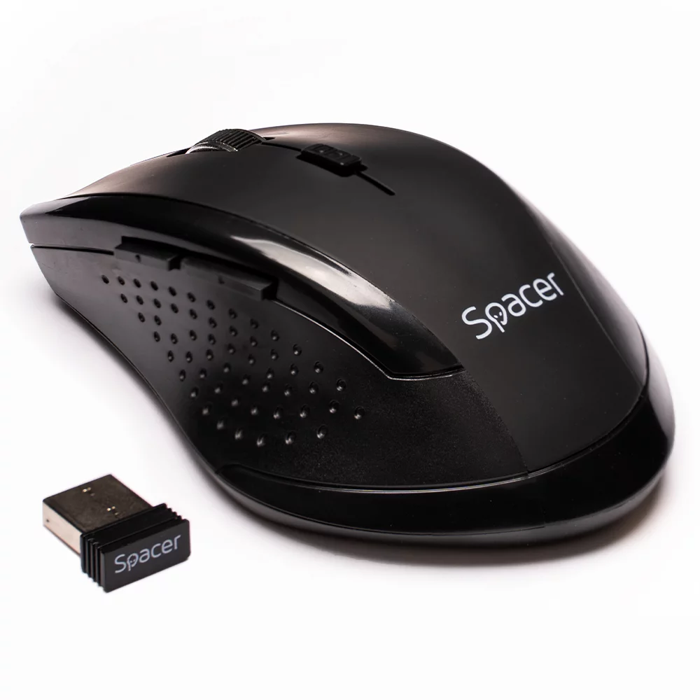 MOUSE Spacer, PC sau NB, wireless, 2.4GHz, optic, 800/ 1200/1600 dpi, butoane/scroll 6/1, rezolutie selectabila, negru, „SPMO-291” 45503292 (timbru verde 0.18 lei)