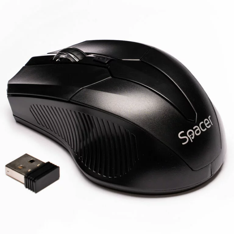 MOUSE Spacer, PC sau NB, wireless, 2.4GHz, optic, 1600 dpi, butoane/scroll 4/1,buton ON/OFF, negru, „SPMO-W02” (timbru verde 0.18 lei)
