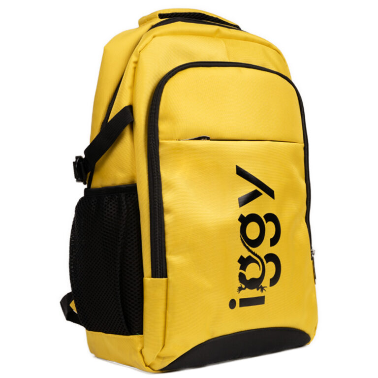 RUCSAC IGGY RIDER, pt. notebook de max. 15.6″, 2 compartimente, buzunar frontal, troler strap, water-resistant, poliester, galben/negu, „IGBP-RIDER”