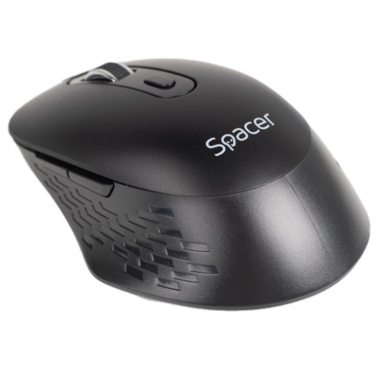 MOUSE Spacer, PC sau NB, wireless, 2.4GHz + Bluetooth 5.1, optic, max.1600 dpi, butoane/scroll 6/1,buton ON/OFF, click silentios S/D, negru,baterii AAAx2 incluse, „SPMO-WS02-BT” (timbru verde 0.18 lei)
