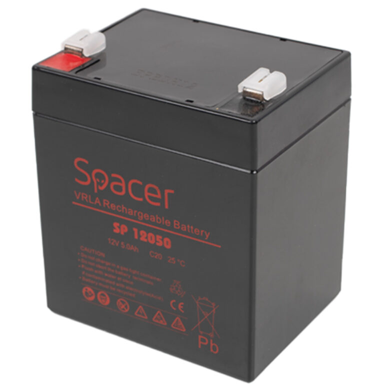 ACUMULATOR UPS SPACER 12V / 5Ah, dimensiuni: 90x70x101mm, inaltime+terminal: 107mm, terminal F2(T2), „SP-BAT-12V5AH” (timbru verde 0.5 lei)