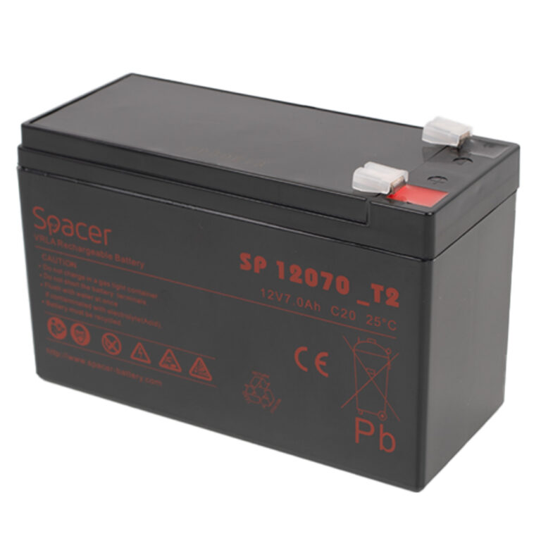 ACUMULATOR UPS SPACER 12V / 7Ah, dimensiuni: 151x66x96mm, inaltime+terminal: 102mm, terminal F2(T2), „SP-BAT-12V7AH” (timbru verde 0.5 lei)