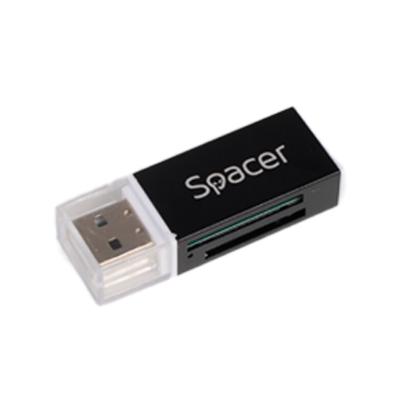 CARD READER extern SPACER, interfata USB 2.0, citeste/scrie: SD, microSD, MS, M2; aluminiu, black, „SPCR-658” (timbru verde 0.03 lei)