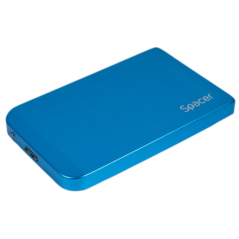 RACK extern SPACER, pt HDD/SSD, 2.5 inch, S-ATA, interfata PC USB 3.0, Husa piele sintetitca, aluminiu, albastru, „SPR-25611A” (timbru verde 0.8 lei)