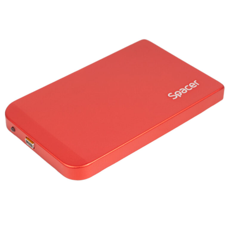 RACK extern SPACER, pt HDD/SSD, 2.5 inch, S-ATA, interfata PC USB 3.0, Husa piele sintetitca, aluminiu, rosu, „SPR-25611R” (timbru verde 0.8 lei)