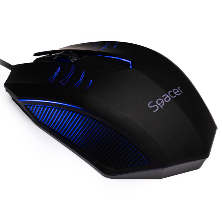 MOUSE Spacer, PC sau NB, cu fir, USB, optic, 1000 dpi, butoane/scroll 3/1, iluminare, negru, „SPMO-M20” (timbru verde 0.18 lei)