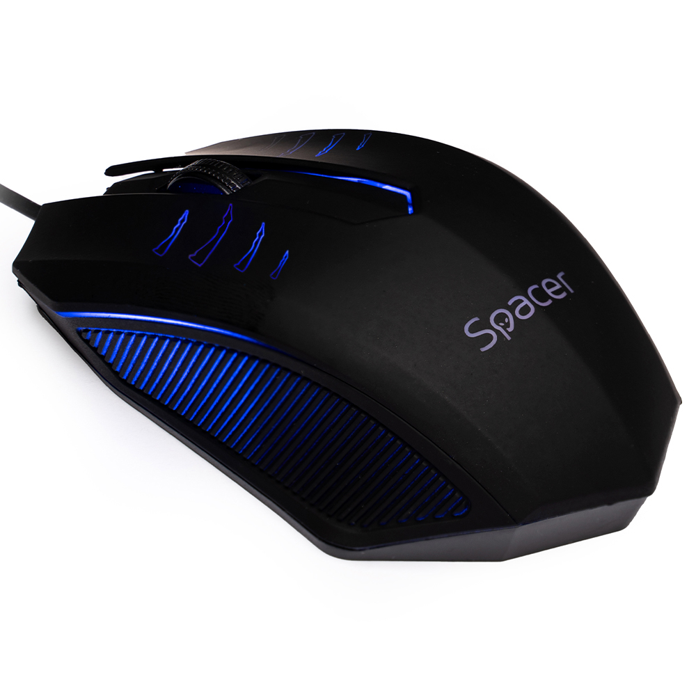 MOUSE Spacer, PC sau NB, cu fir, USB, optic, 1000 dpi, butoane/scroll 3/1, iluminare, negru, „SPMO-M20” (timbru verde 0.18 lei)