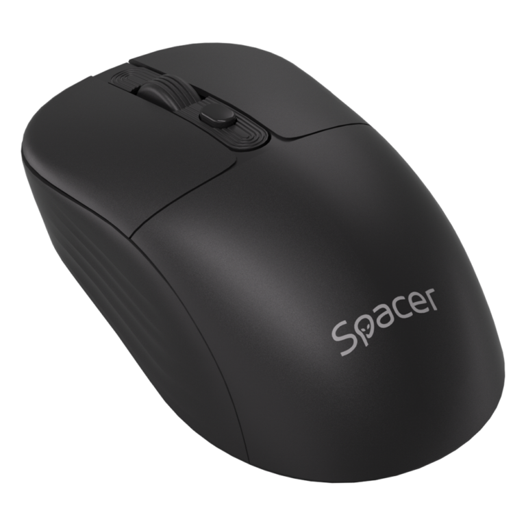 MOUSE Spacer, PC sau NB, wireless, 2.4GHz + Bluetooth 5.2, optic, max.1600 dpi, butoane/scroll 4/1,buton ON/OFF, click silentios S/D, negru,baterie AAx1 inclusa, „SPMO-WS03-BT” (timbru verde 0.18 lei)