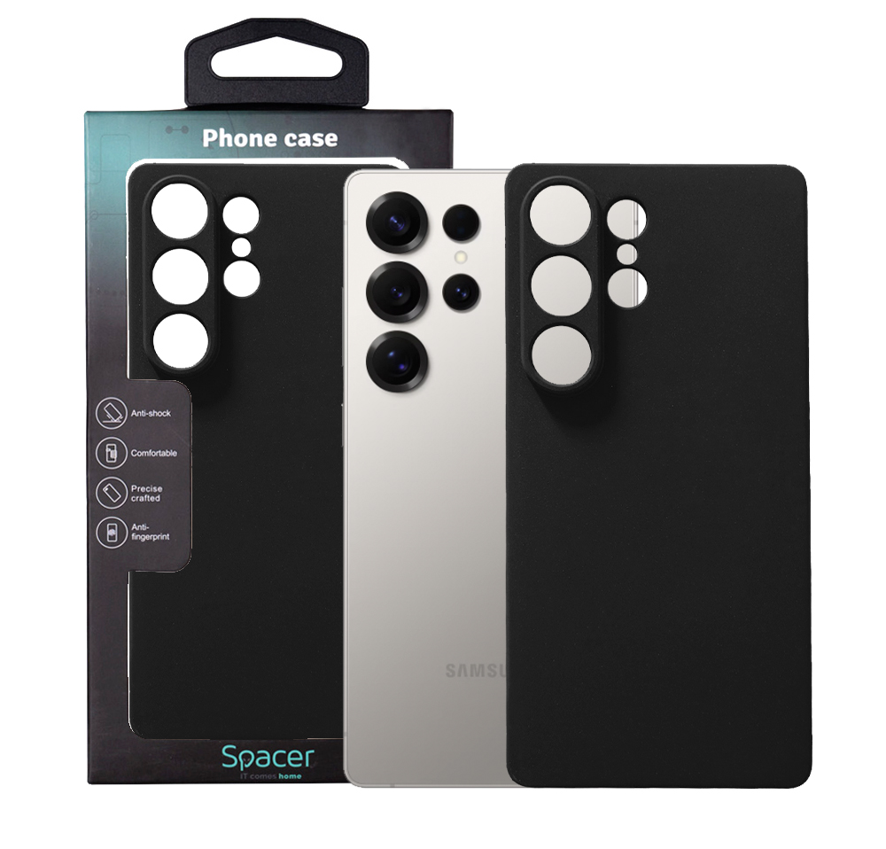 Husa Samsung Galaxy S25 Spacer, negru, grosime 1.5mm, material flexibil TPU „SPPC-SM-GX-S25-TPU”